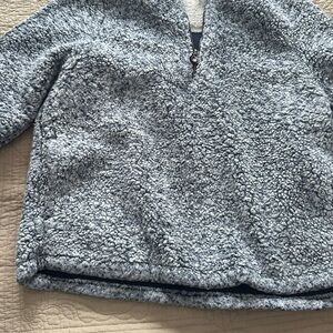Cozy blue and white Sherpa Pullover